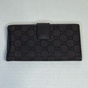 Gucci GG canvas, and leather‎ Brown bifold Long Wallet